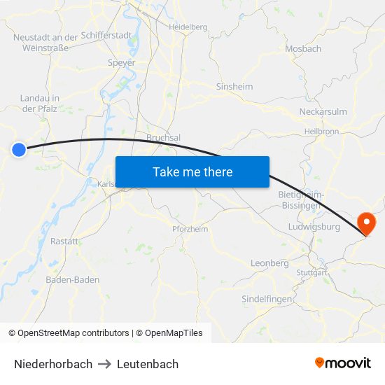 Niederhorbach to Leutenbach map