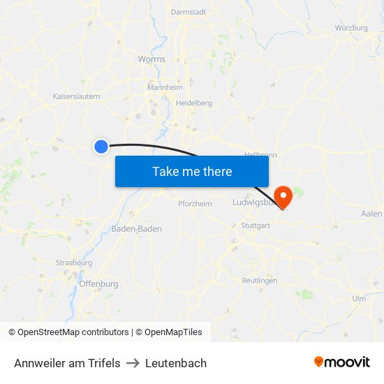Annweiler am Trifels to Leutenbach map
