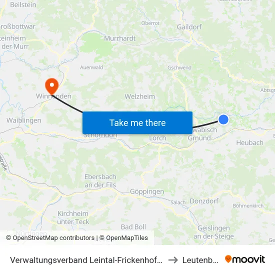 Verwaltungsverband Leintal-Frickenhofer Höhe to Leutenbach map