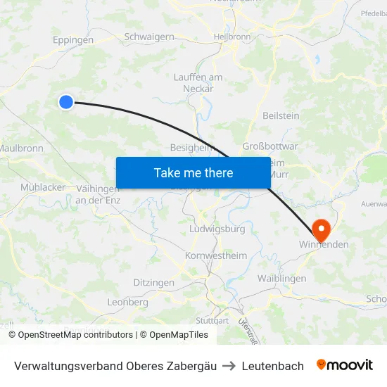 Verwaltungsverband Oberes Zabergäu to Leutenbach map