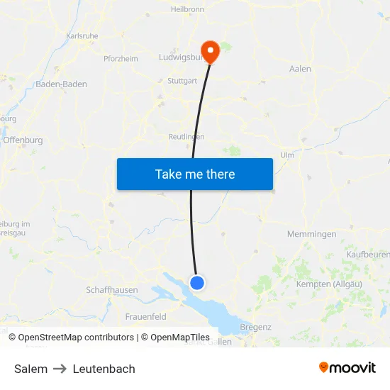 Salem to Leutenbach map