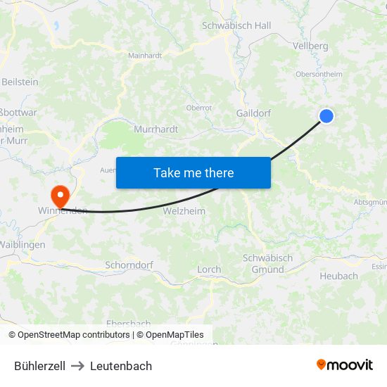 Bühlerzell to Leutenbach map