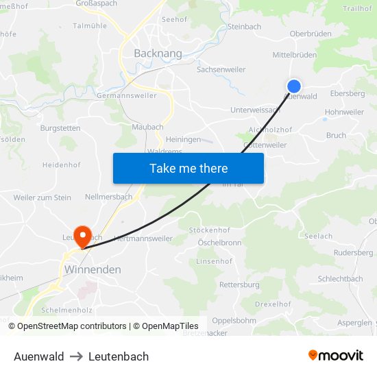 Auenwald to Leutenbach map