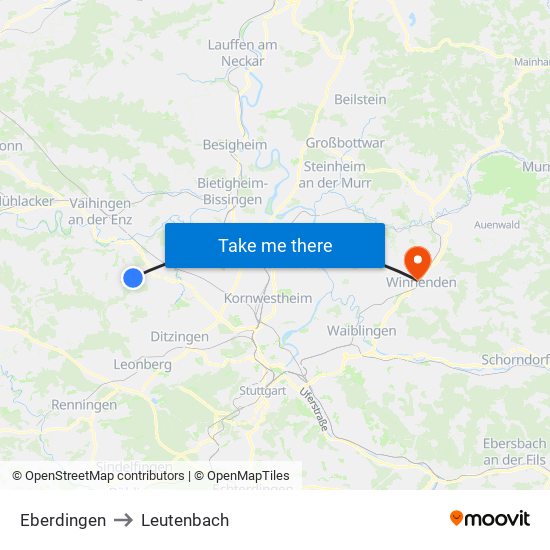 Eberdingen to Leutenbach map