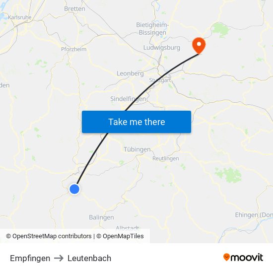 Empfingen to Leutenbach map