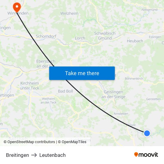 Breitingen to Leutenbach map