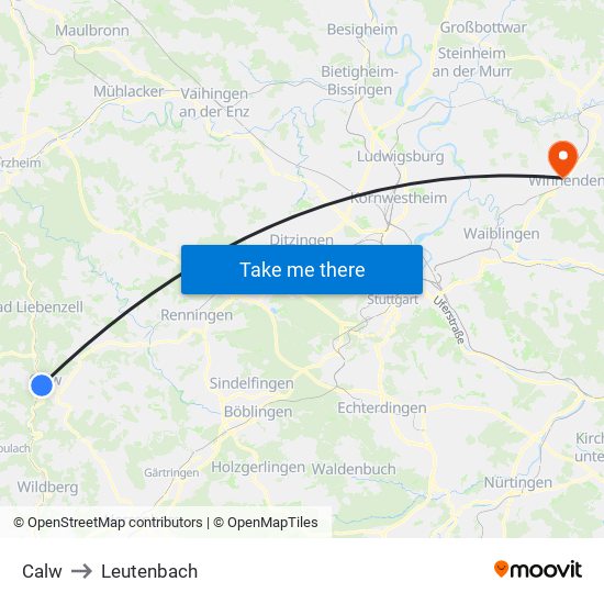 Calw to Leutenbach map