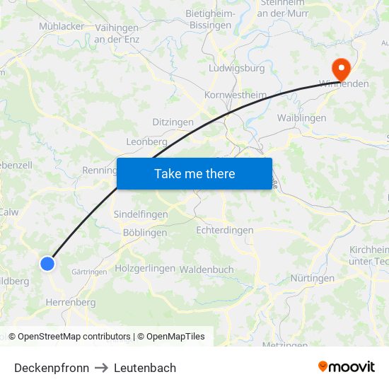 Deckenpfronn to Leutenbach map