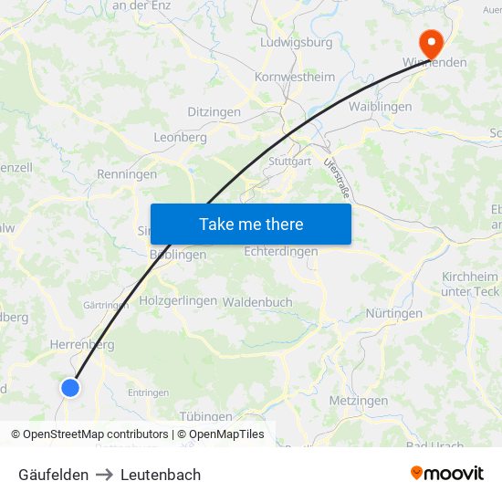 Gäufelden to Leutenbach map