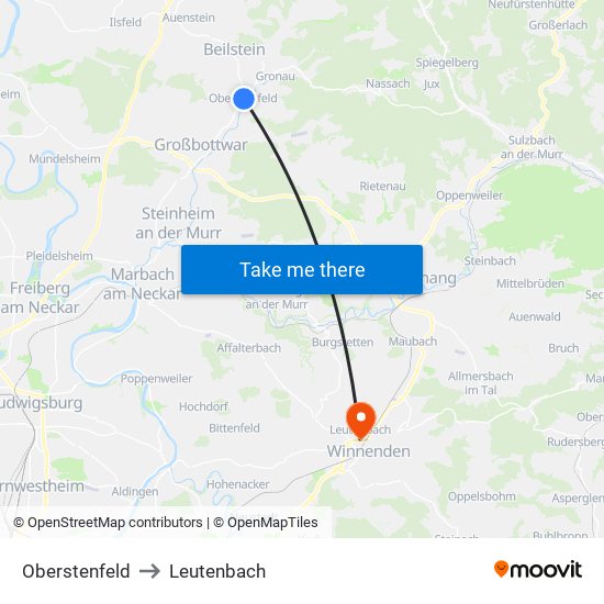 Oberstenfeld to Leutenbach map