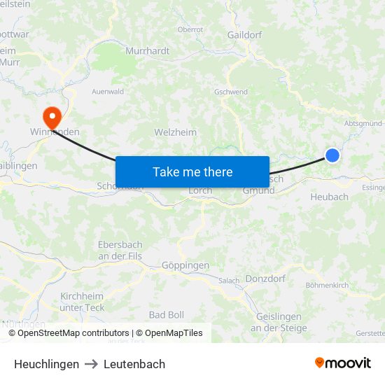 Heuchlingen to Leutenbach map