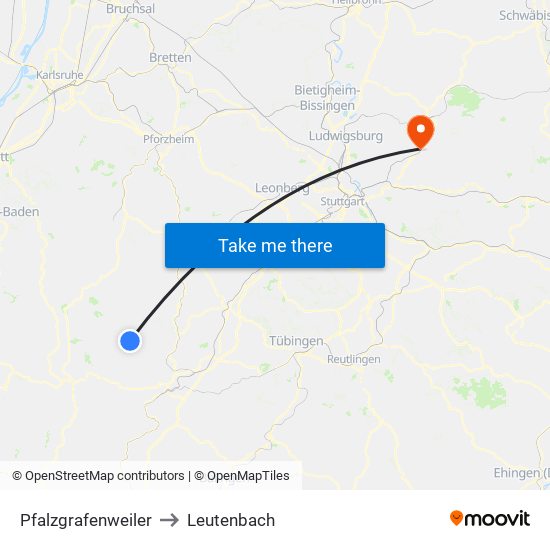 Pfalzgrafenweiler to Leutenbach map