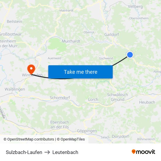 Sulzbach-Laufen to Leutenbach map