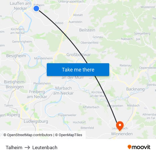 Talheim to Leutenbach map