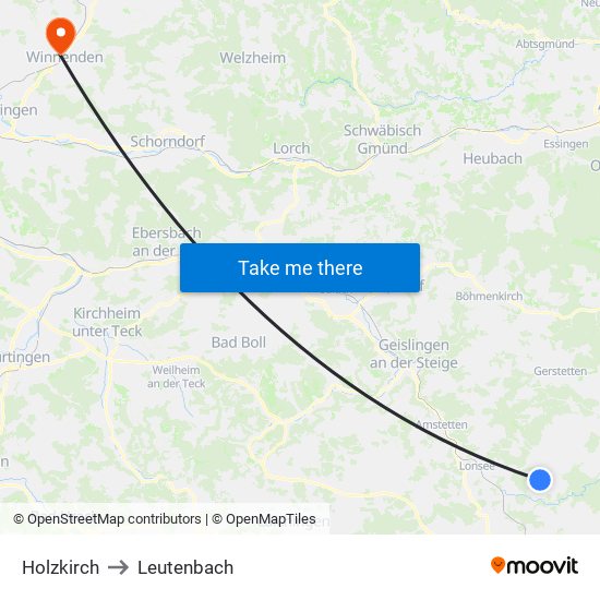 Holzkirch to Leutenbach map