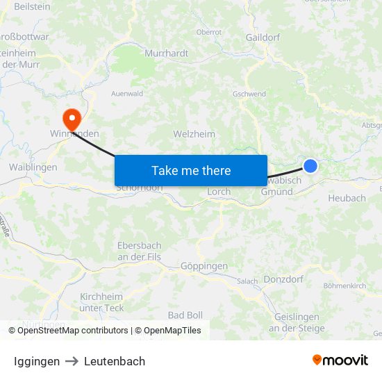 Iggingen to Leutenbach map