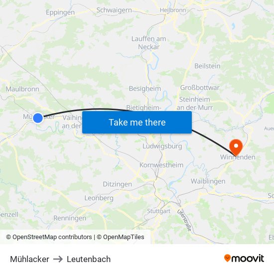 Mühlacker to Leutenbach map