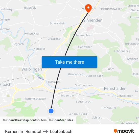Kernen Im Remstal to Leutenbach map