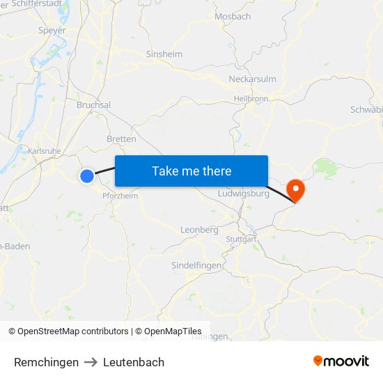 Remchingen to Leutenbach map