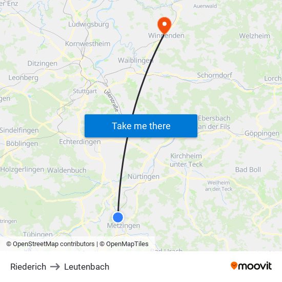 Riederich to Leutenbach map
