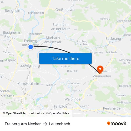 Freiberg Am Neckar to Leutenbach map