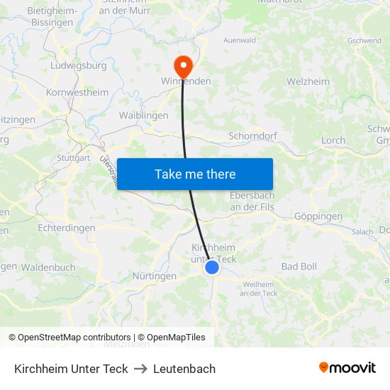 Kirchheim Unter Teck to Leutenbach map