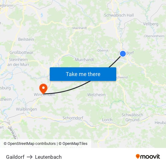 Gaildorf to Leutenbach map