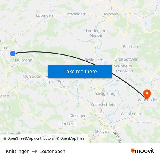 Knittlingen to Leutenbach map