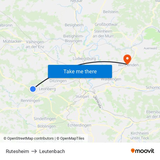 Rutesheim to Leutenbach map