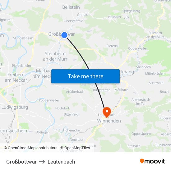 Großbottwar to Leutenbach map