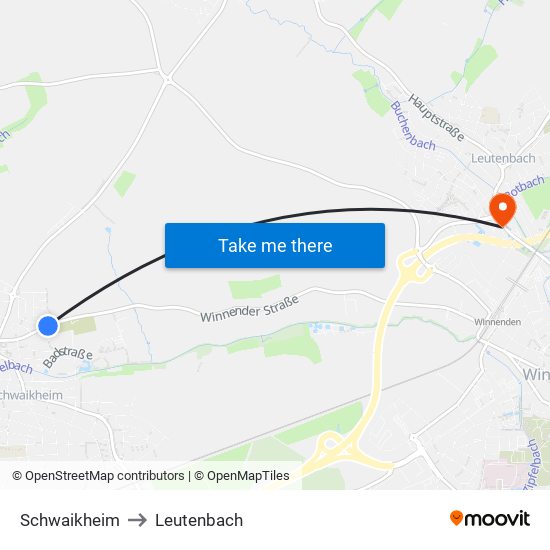 Schwaikheim to Leutenbach map