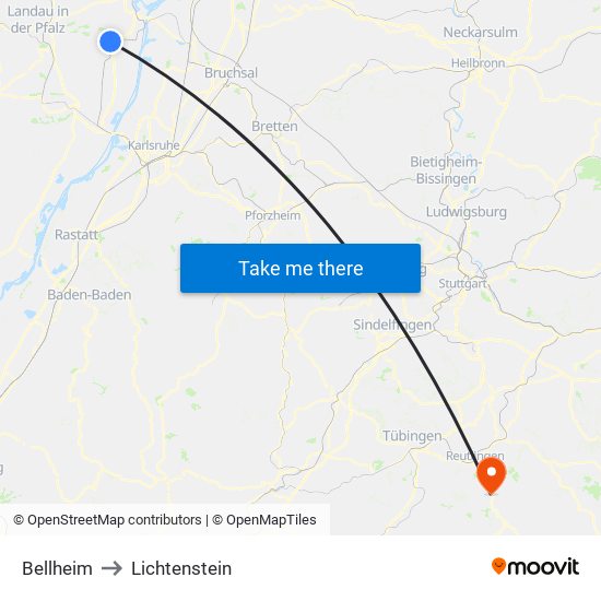 Bellheim to Lichtenstein map