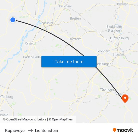 Kapsweyer to Lichtenstein map