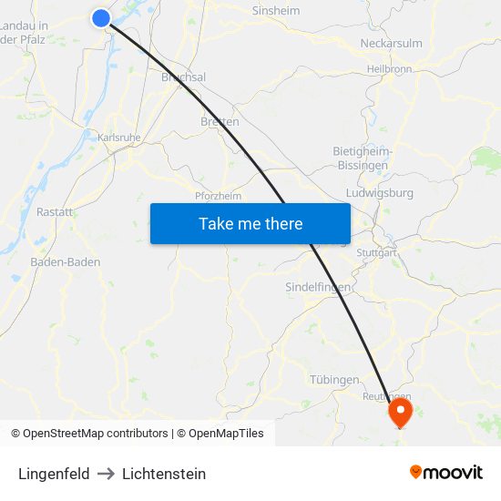 Lingenfeld to Lichtenstein map