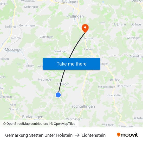 Gemarkung Stetten Unter Holstein to Lichtenstein map