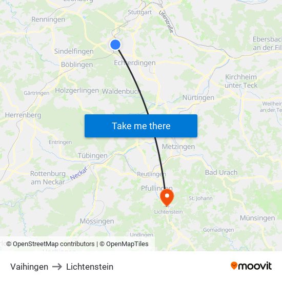 Vaihingen to Lichtenstein map