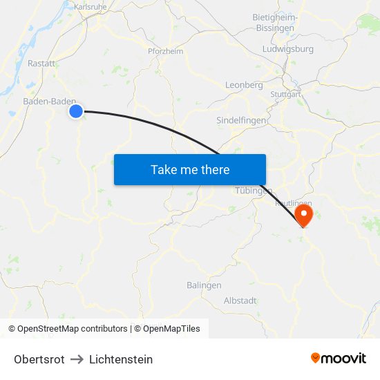 Obertsrot to Lichtenstein map
