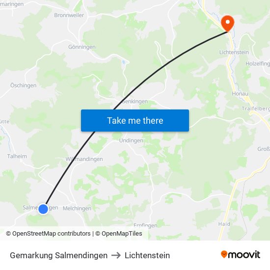 Gemarkung Salmendingen to Lichtenstein map