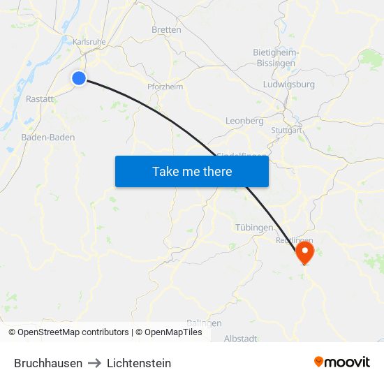 Bruchhausen to Lichtenstein map
