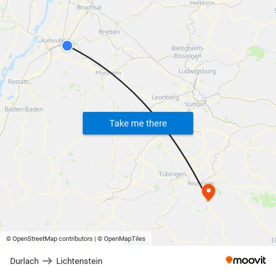 Durlach to Lichtenstein map