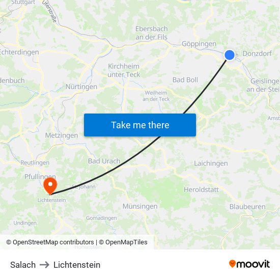 Salach to Lichtenstein map