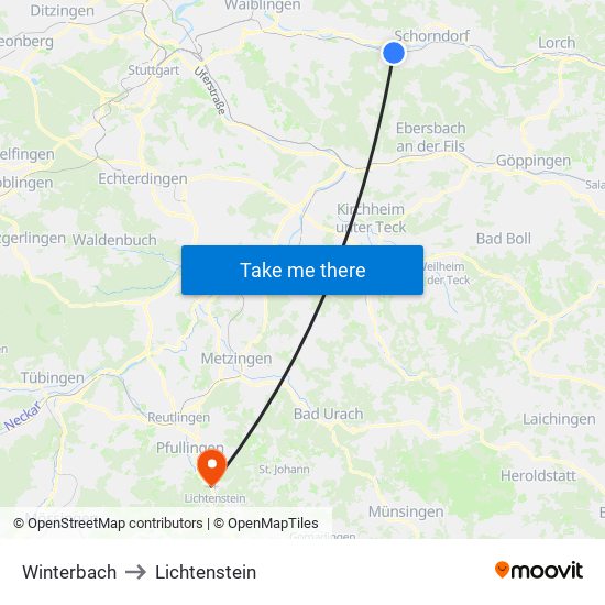 Winterbach to Lichtenstein map