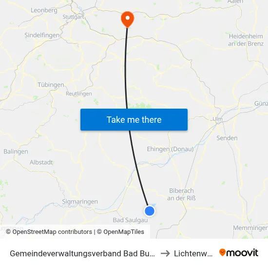 Gemeindeverwaltungsverband Bad Buchau to Lichtenwald map