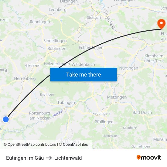 Eutingen Im Gäu to Lichtenwald map