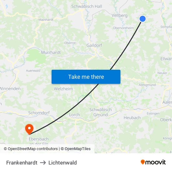 Frankenhardt to Lichtenwald map