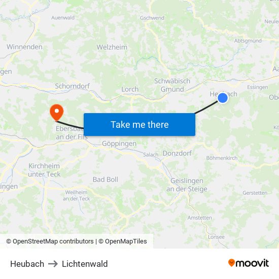 Heubach to Lichtenwald map