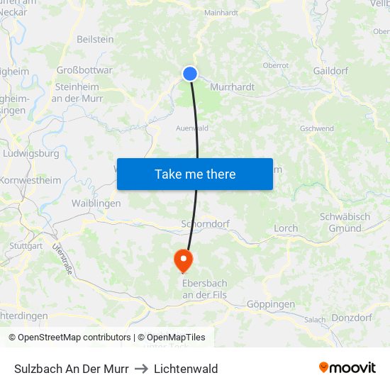 Sulzbach An Der Murr to Lichtenwald map