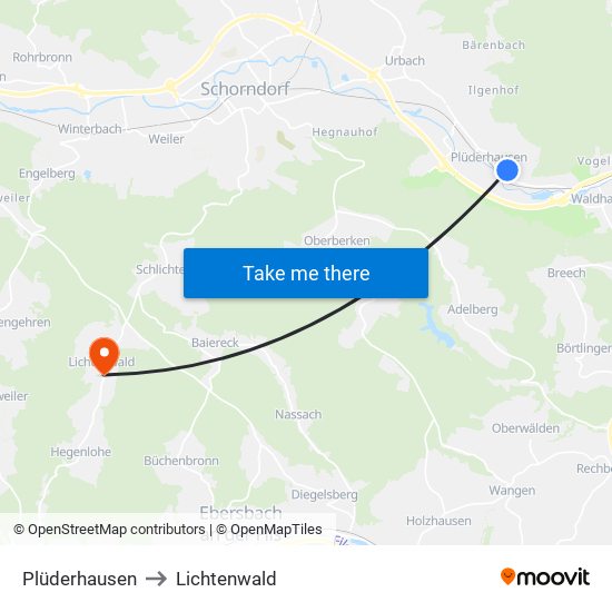 Plüderhausen to Lichtenwald map