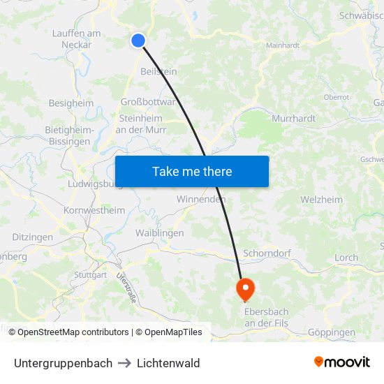 Untergruppenbach to Lichtenwald map