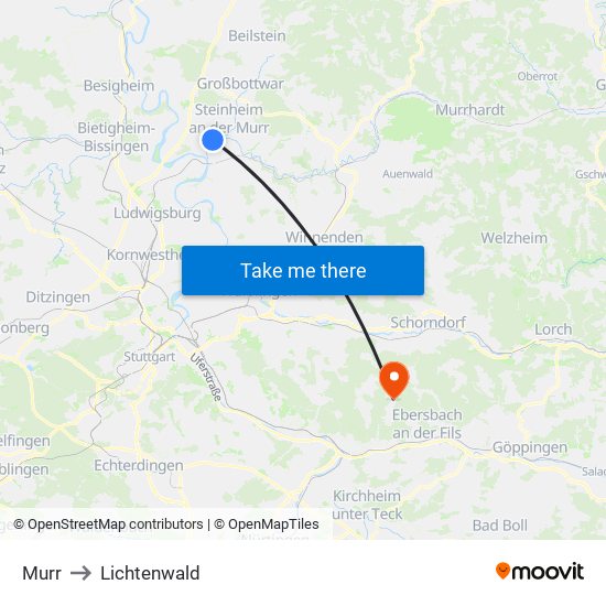 Murr to Lichtenwald map